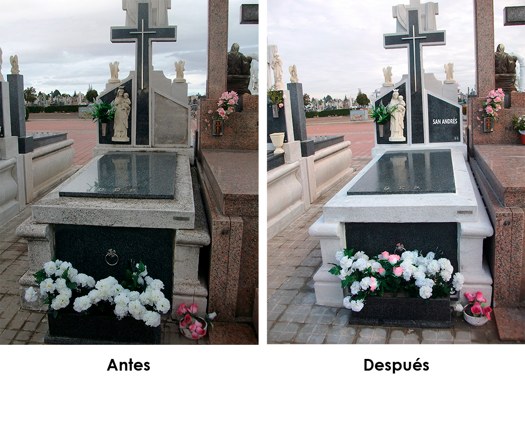 Limpieza y sellado de todas las hiendas, poniendo placa frontal de granito